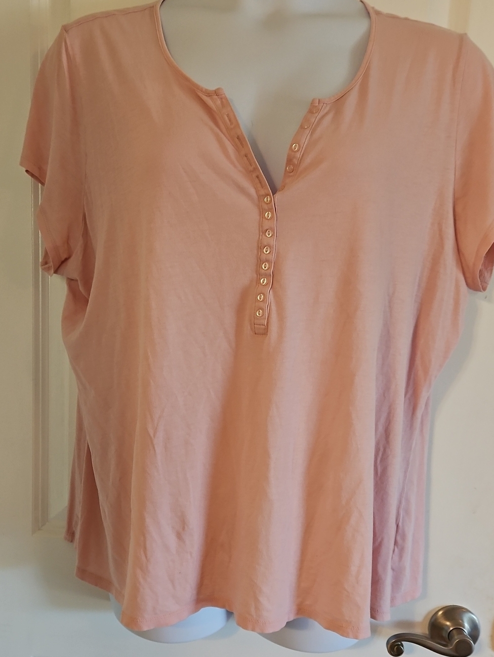 Jjill Dusty Rose Short Sleeve Henley Tee